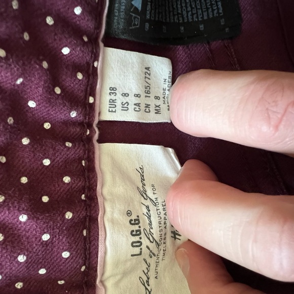 Burgundy with white polka dots jean skirt size 8 - Picture 4 of 4